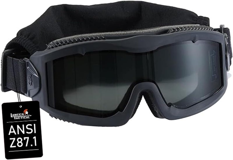 Lancer Tactical AERO 3mm Thick Lens Eye Protection Safety Goggle ANSI Z87 1 Rated Industry Standard w/Anti-Scratch Shield - Image 1